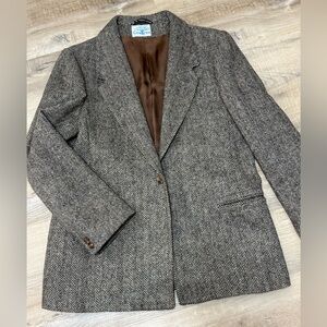 Vintage Coatree Herringbone Wool Blazer in Brown